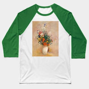 Vase of Flowers (Pink Background) by Odilon Redon Baseball T-Shirt